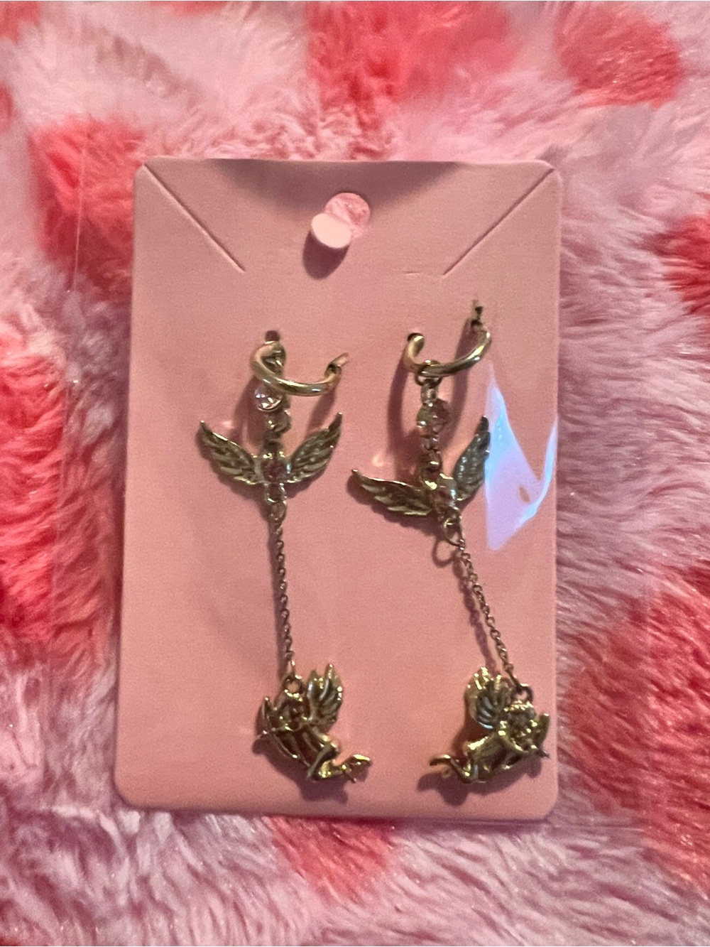 Gold Angel Wing Dangle Earrings - Women Jewelry